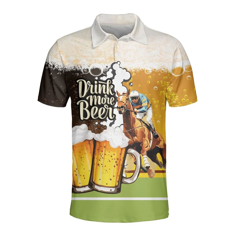 Polo Shirt Equestrian - Pólo de cerveja havaiana impresso em