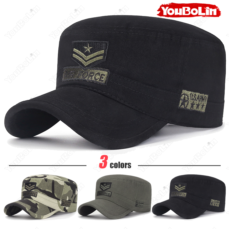 Academy Sports Outdoor - Boné Militar de Topo Reto, Unissex,